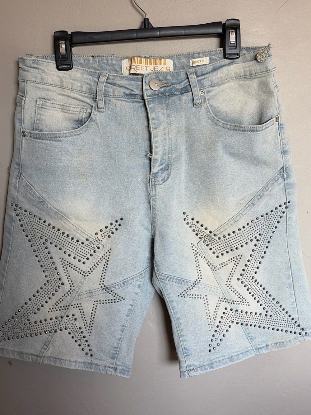 Light Wash Studded Star Jorts